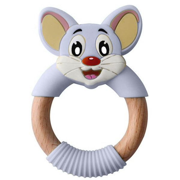 Luqu Silicone and Wood Teether Soft Food-Grade BPA-Free PVC-Free