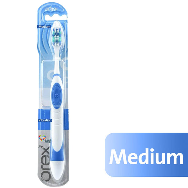 Orex Vibration Toothbrush Medium K1621N Soft Bristles Battery Powered 1 Pc
