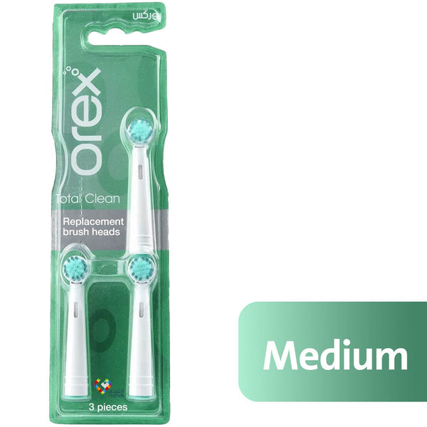 Orex Medium Electric Toothbrush Replacement Heads, 3 Pack