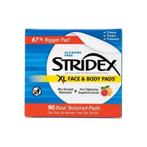 Stridex Large Cotton Face & Body Pads 2% Salicylic Acid 90 Pieces