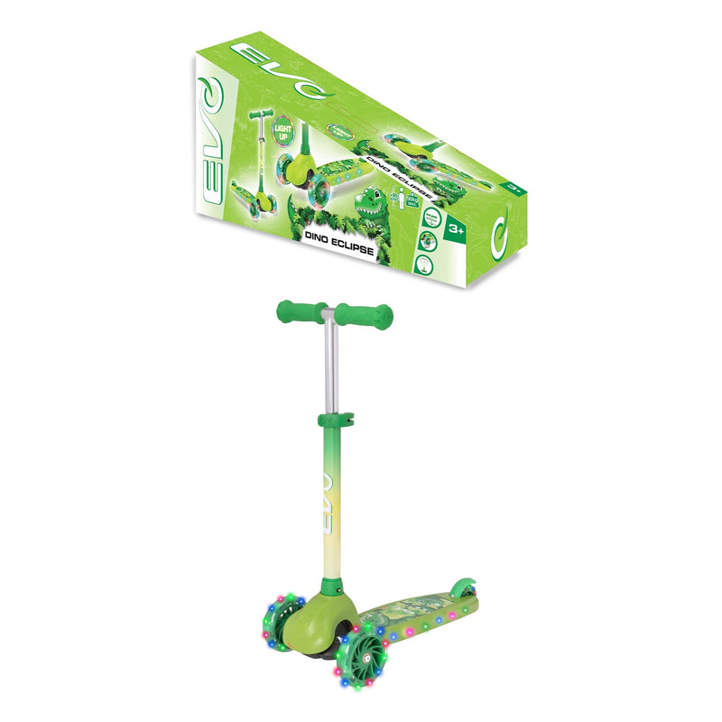 Evo Dino Eclipse Light-Up Three-Wheel Children's Scooter with Lean-to-Steer Design