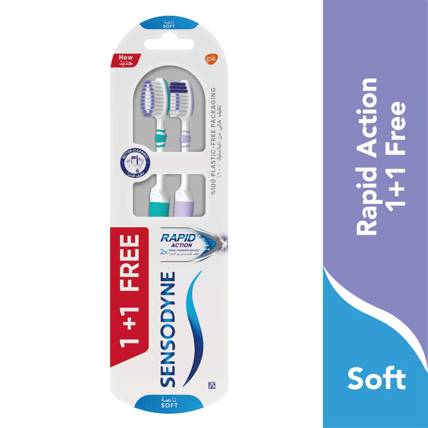 Sensodyne Rapid Action Soft Toothbrush DUOFLEX Neck 1+1 Promo Pack