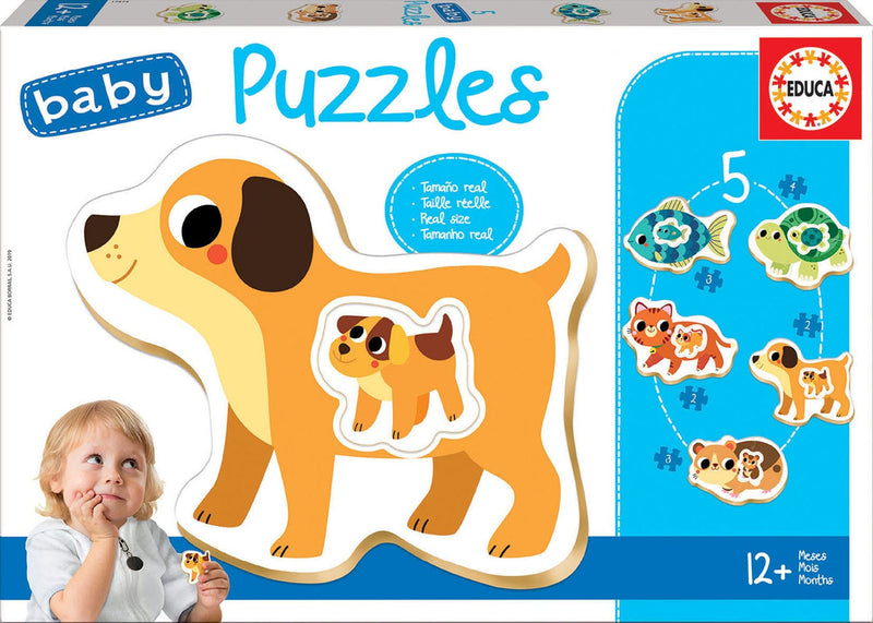 Educa Borras Baby Animal Puzzle, 5 Progressive Puzzles, 2 to 4 Pieces