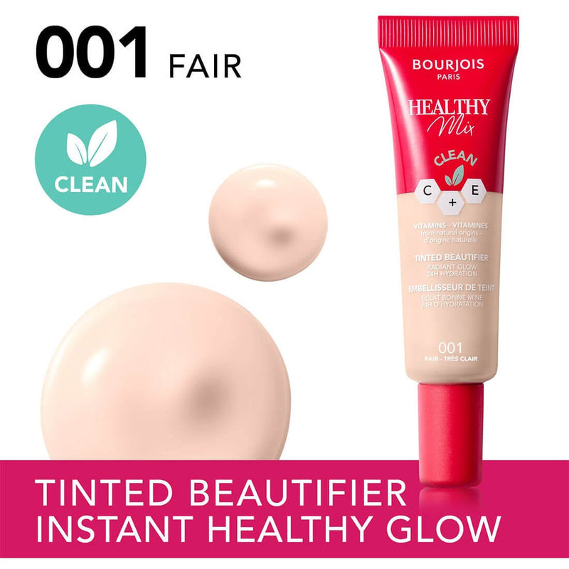 Bourjois Healthy Mix Clean Beautifier Foundation Liquid Radiant Finish Vitamins C & E 01 Fair