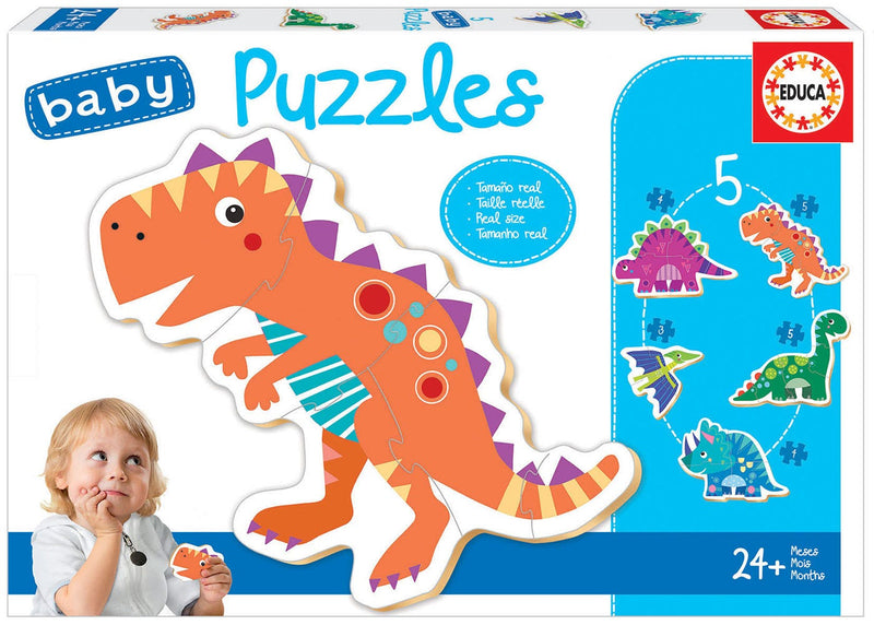 Educa Borras Baby Dinosaur Puzzles, 5 Progressive Puzzles, 2 to 5 Pieces
