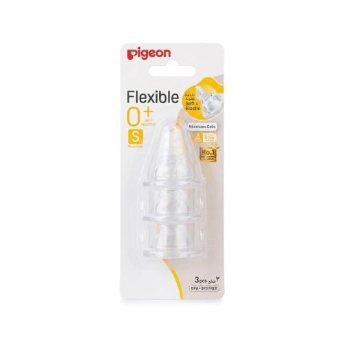 Pigeon Flexible Silicone Feeding Nipples Small Size Newborn 0+ Months, 3 Pack