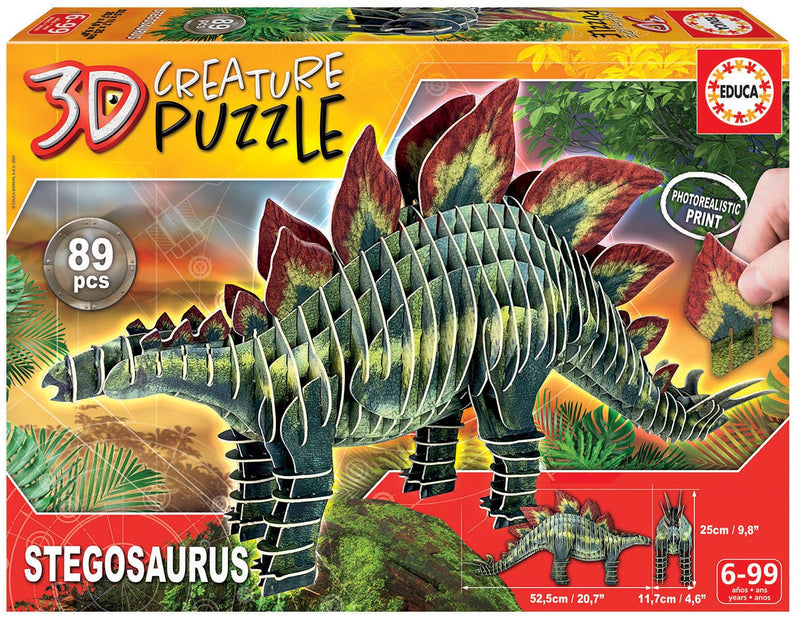 Educa Borras Stegosaurus 3D Creature Puzzle, 89-Piece Cardboard Puzzle
