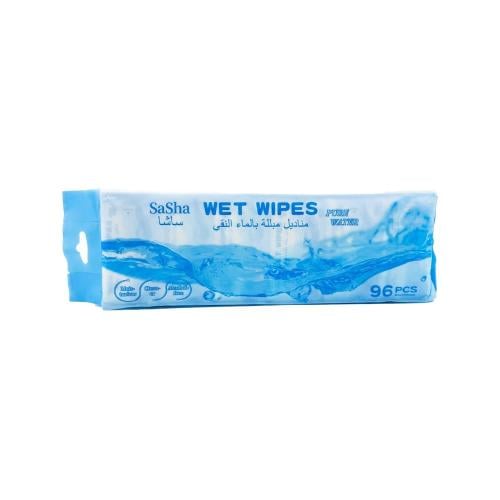 Sasha Pure Water Cleansing Wet Wipes, Gentle Daily Use, 96 Wipes