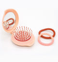 Beter Folding Hair Brush With Mirror, Soft Ball-Tip Bristles & Hair Ties