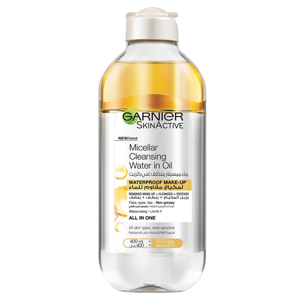 Garnier SkinActive Micellar Cleansing Water In Oil Makeup Remover Argan Oil Waterproof Makeup 400 ml
