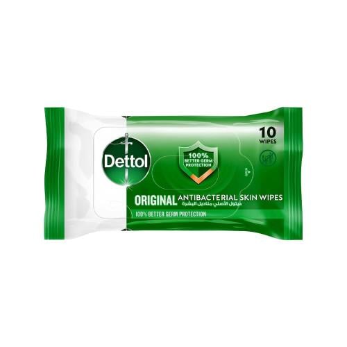 Dettol Original Wet Wipes Hand and Skin Cleansing, pH-Balanced, 10 Wipes