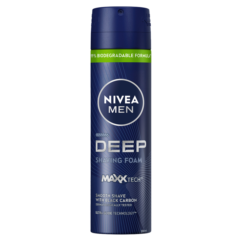 NIVEA MEN DEEP Shaving Foam, Black Carbon, Ultra Glide Technology