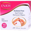 Enjoy Acetone-Free Nail Polish Remover Wipes, 10 Count