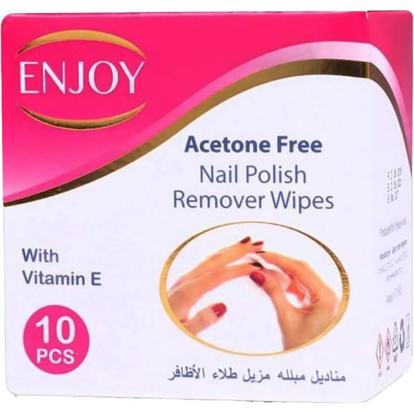 Enjoy Acetone-Free Nail Polish Remover Wipes, 10 Count