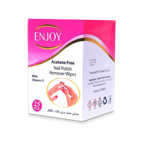 Enjoy Aceton-Free Nail Polish Remover Wipes Vitamin E 25 Pieces