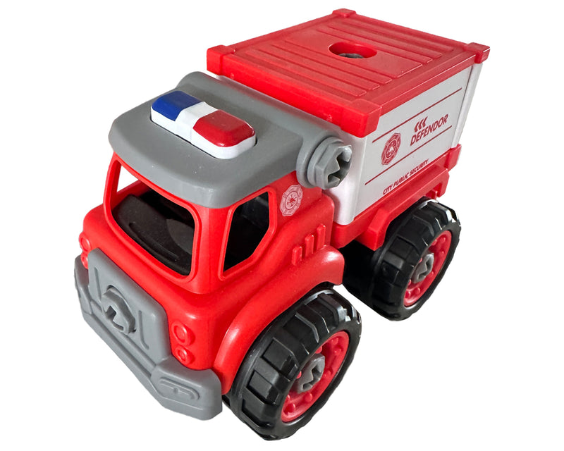 Lei Meng Toys Mini Car DIY Toy Bricks Fire Extinguisher Truck, 28 Pieces, Ages 6+