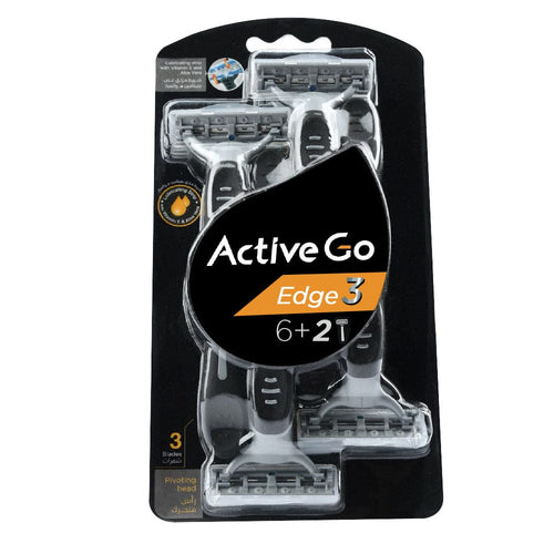Active Go Matrix 3-Blade Razors Aloe Vera Vitamin E Lubricating Strip 8 Pieces
