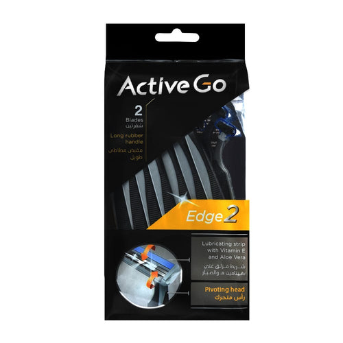 Active Go Rubber Grip 2-Blade Razors with Aloe Vera and Vitamin E, 14 Pieces