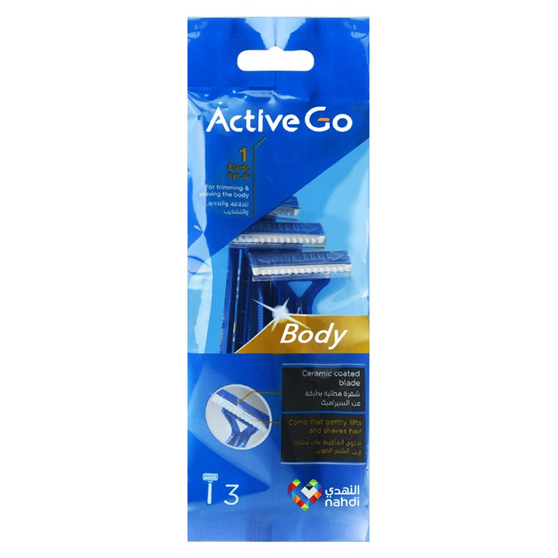 Active Go Body Razors Pivoting Head Ceramic-Coated Blade 3 Pieces