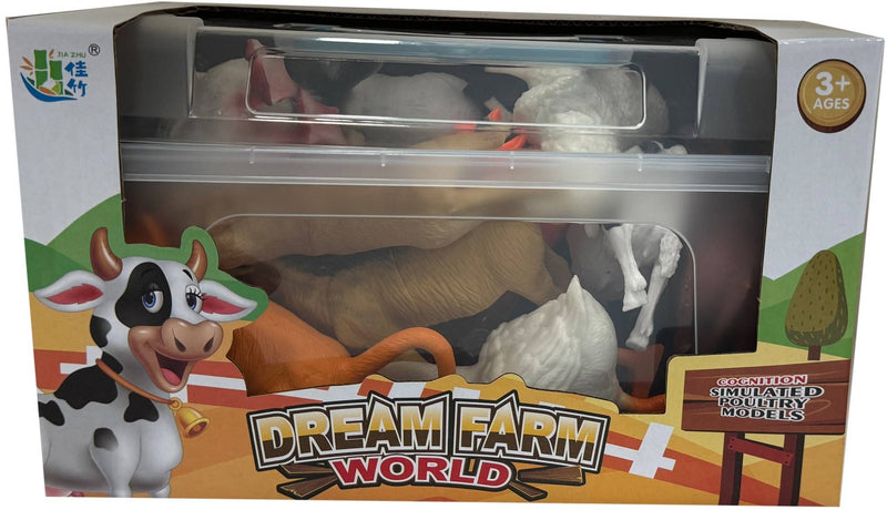 Jia Zhu Farm Animal Playset, Plastic Figures with Map, 14-Piece Set