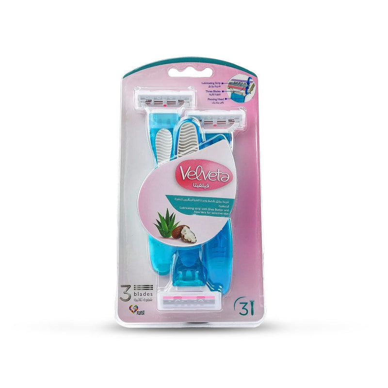 Velveta Disposable Razors for Women 3 Blades Lubricating Strip 3 Pieces