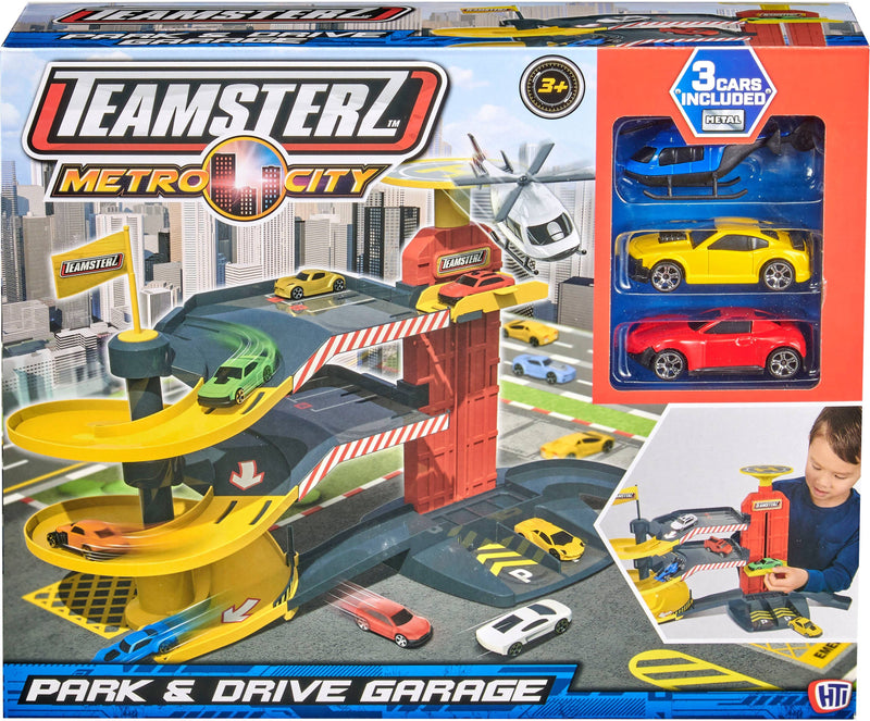 Teamsterz Metro City Park & Drive Garage Playset with 3 Die-Cast Cars