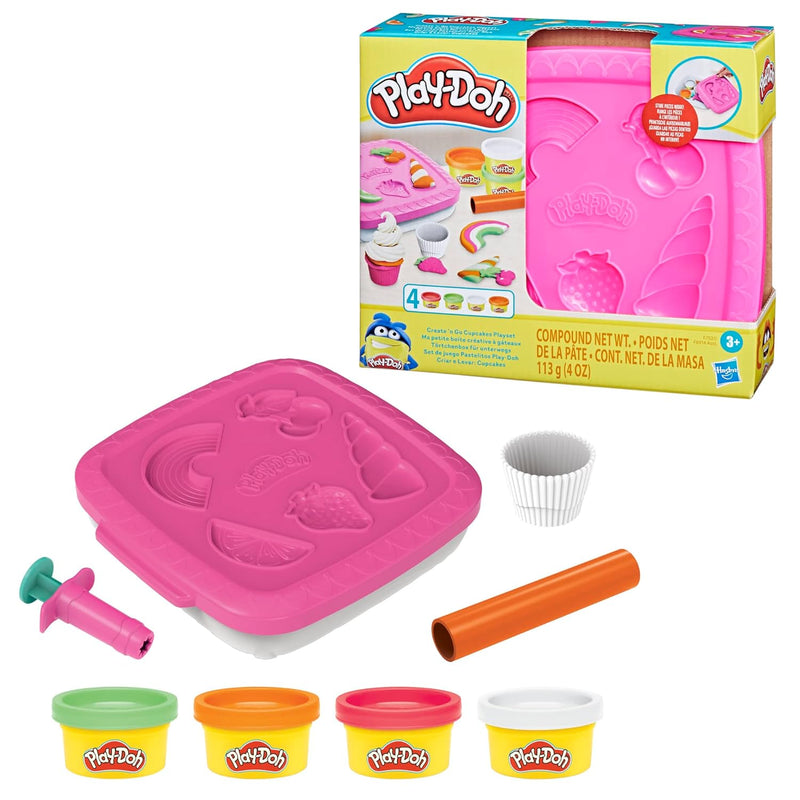 Hasbro Play-Doh Create 'n Go Cupcakes Playset Modeling Compound With Storage Container, 4 Cans