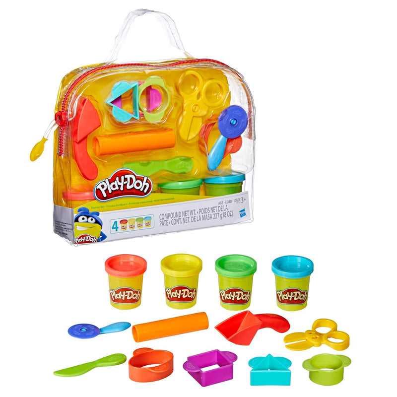 Hasbro Play-Doh Starter Set Modeling Compound 4 Colors 9 Tools Storage Tote