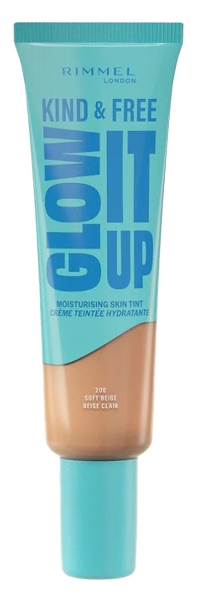 Rimmel Kind & Free Glow It Up Moisturising Skin Tint Liquid Foundation Natural Radiant Finish Soft Beige 200