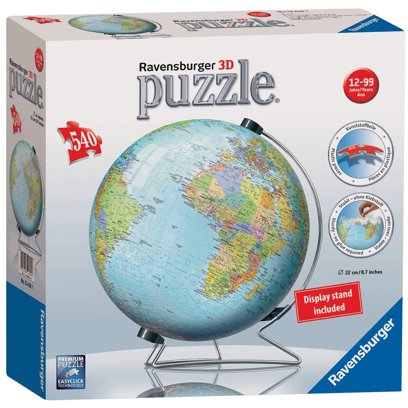Ravensburger The World 3D Puzzleball Globe, 540-Piece Plastic Jigsaw Puzzle