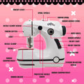 Zag Play Miraculous Ladybug Portable Sewing Machine Kit, Adjustable Speed, Dual Power, Foot Pedal