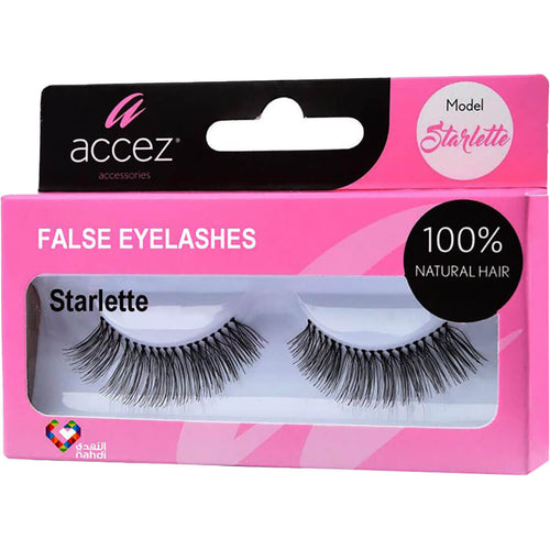 Accez Starlette False Eyelashes, Short Voluminous Human Hair Lashes, Flexible Cotton Band