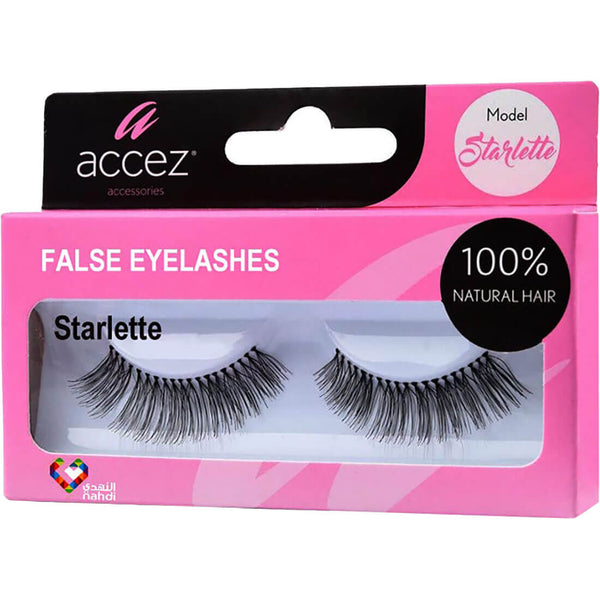 Accez Starlette False Eyelashes, Short Voluminous Human Hair Lashes, Flexible Cotton Band
