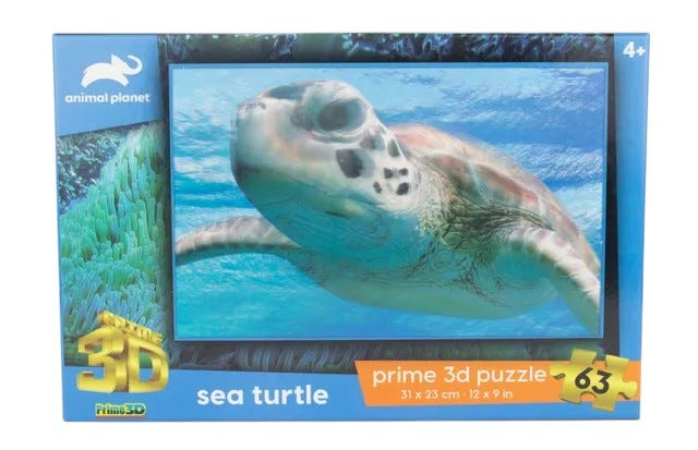 Prime3D Sea Turtle 3D Lenticular Puzzle, 63 Pieces, Animal Planet Licensed