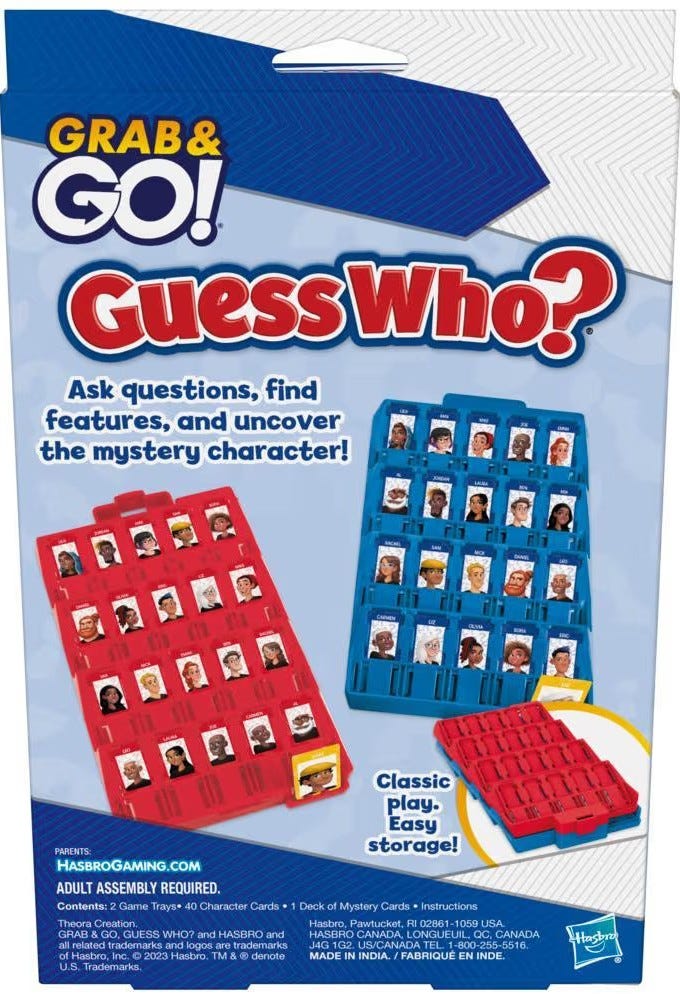 Hasbro Guess Who? Grab and Go Travel Game Portable 2-Player Mystery Guessing Game Ages 6+
