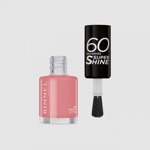 Rimmel London 60 Seconds Super Shine Nail Polish, 8ml, 235 Preppy in Pink