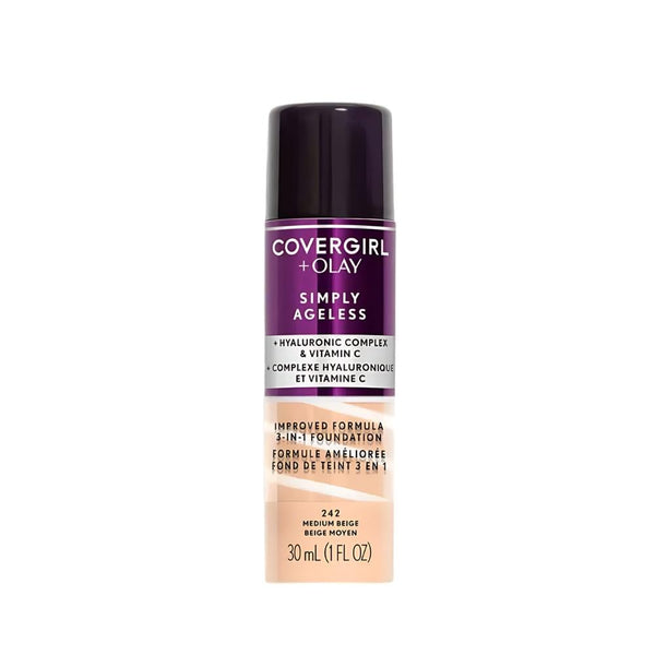 Covergirl Olay Simply Ageless 3-in-1 Liquid Foundation, Medium Beige, 30ml