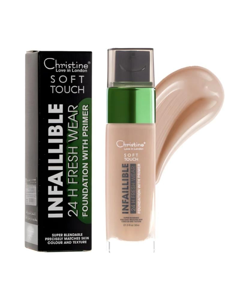 Best Long Wear Foundation Medium to Full Coverage Built-In Primer Christine 30ml