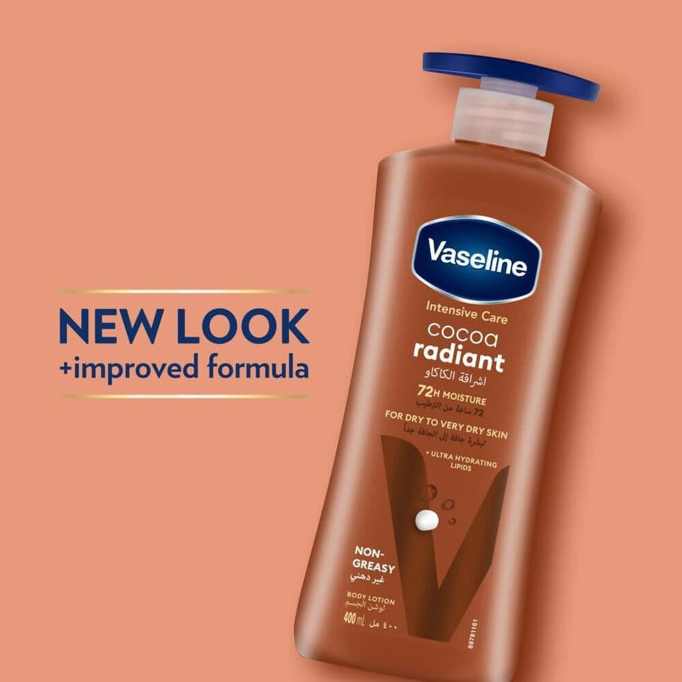 Vaseline Cocoa Radiant Body Lotion Moisturizing & Nourishing Skin 400ml