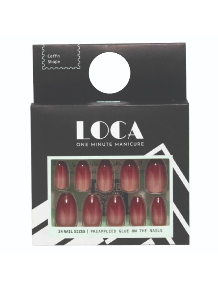 Loca Self-Adhesive Artificial Nails - Glossy Ombre Coffin #18