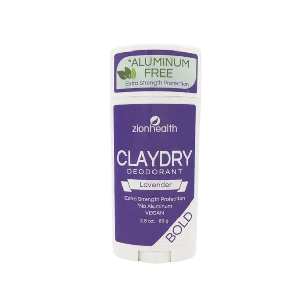 Zion Health Claydry Vegan Deodorant, Lavender Scent, Aluminum-Free, 80g