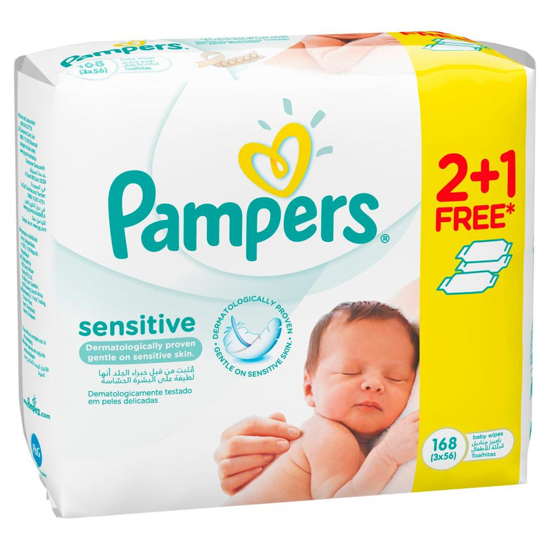 Pampers Sensitive Wipes Alcohol-Free Gentle Cleansing 168 Count
