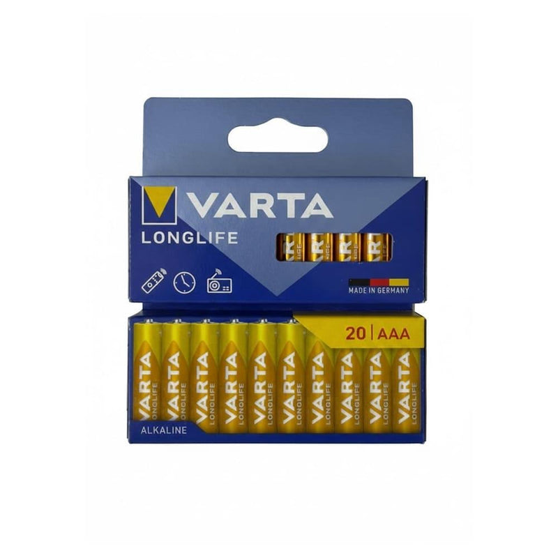 AAA Alkaline Batteries Long Life 20 Pack 1.5V Varta