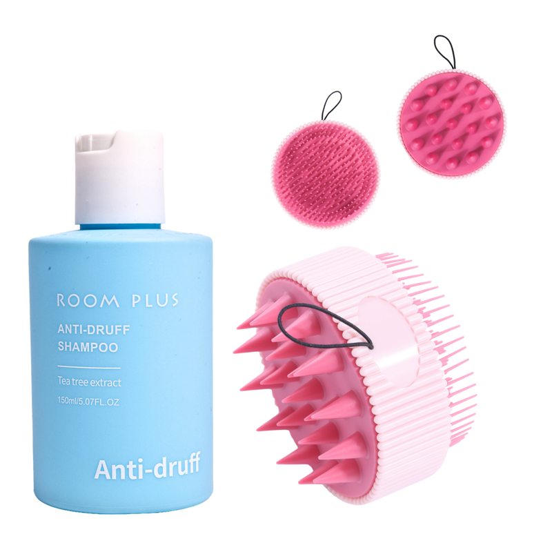Room Plus Anti-Dandruff Shampoo & Tea Tree Scalp Massage Brush Set