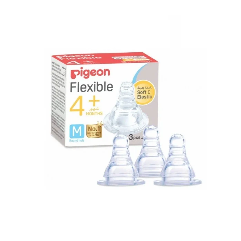 Pigeon Flexible Silicone Teat, Medium Flow, 4-5 Months, 3 Pack