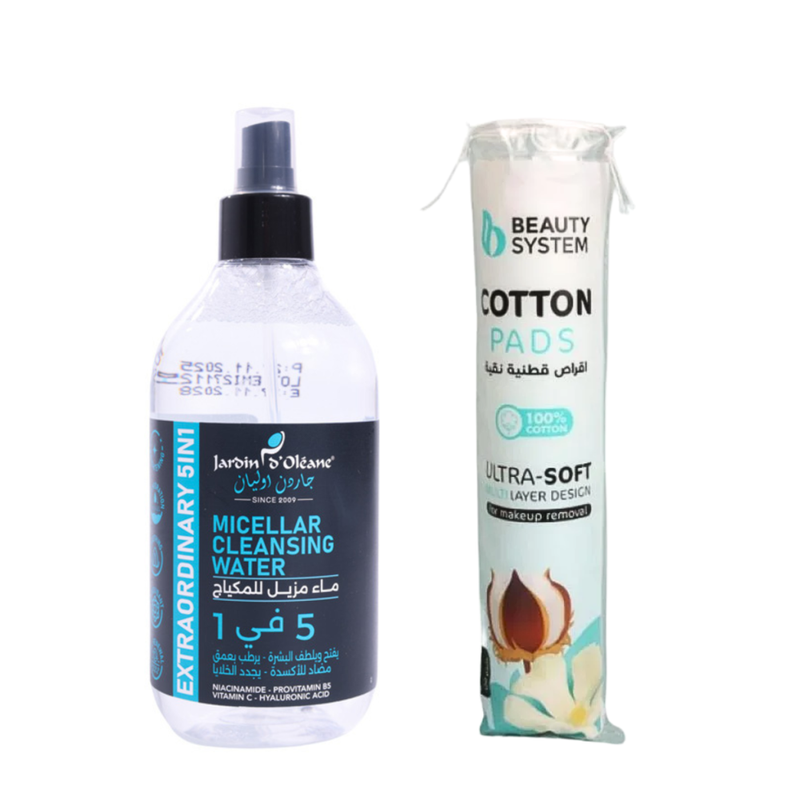 Micellar Water Makeup Remover Brightening Hydrating Garden Olean 350ml + 120 Pads