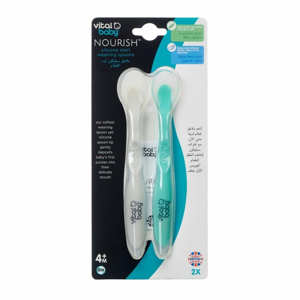 Vital Baby Silicone Weaning Spoons - Ergonomic, Safe & 2Pc