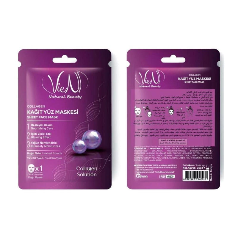 Viola Collagen Sheet Face Mask for Moisturizing and Elasticity, 25g