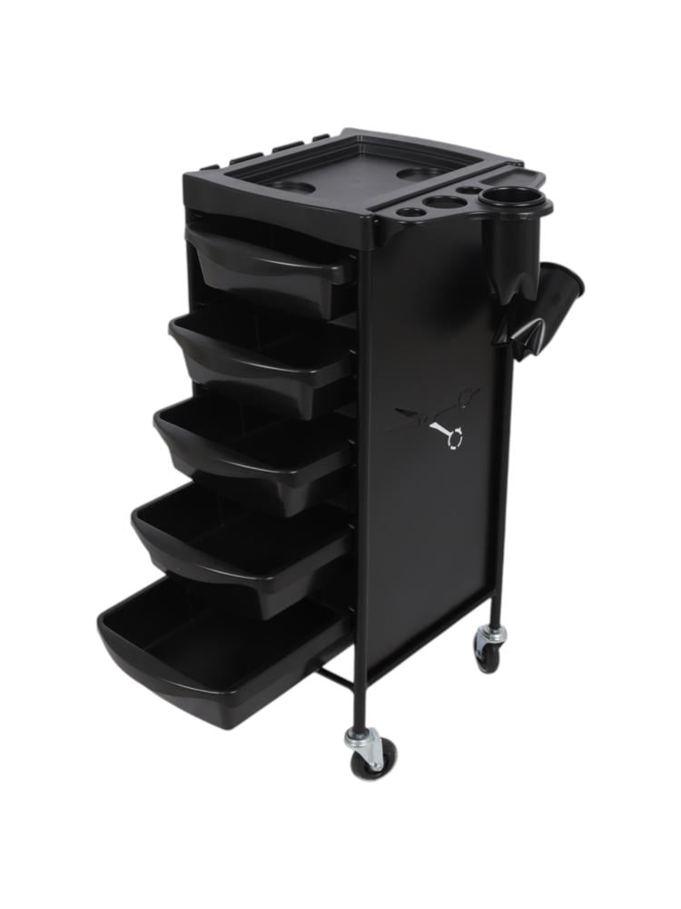Salon System Black Salon Trolley with Side Stand - Model A192
