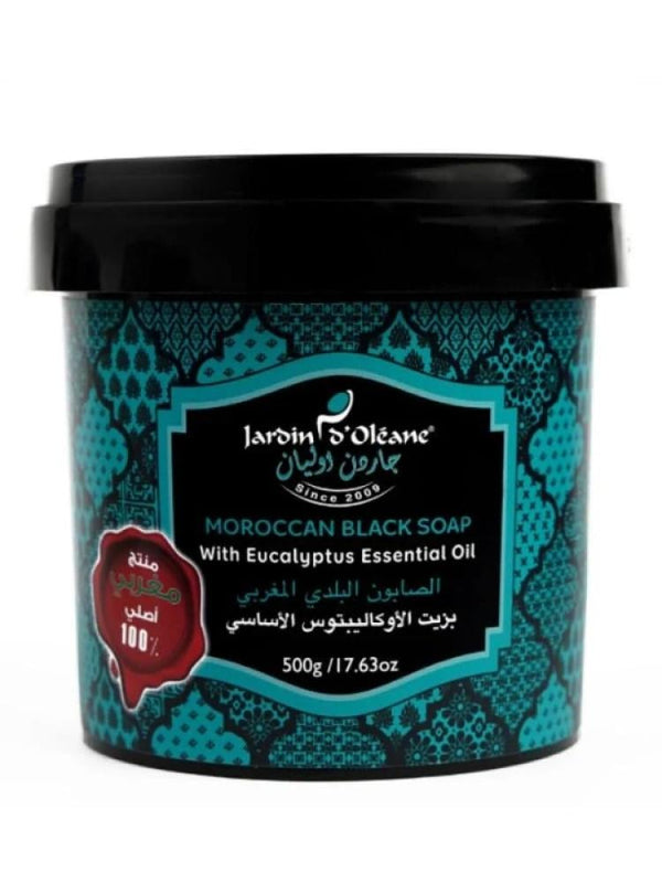 Moroccan Black Soap with Eucalyptus Essential Oil Deep Cleanse Garden Olean 500g